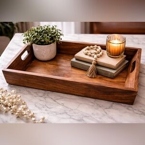 Smith & Hawken Decorative Wooden Tray 14” x 21”